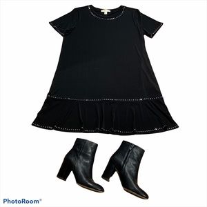 Michael Kors black studded shift dress sz XL